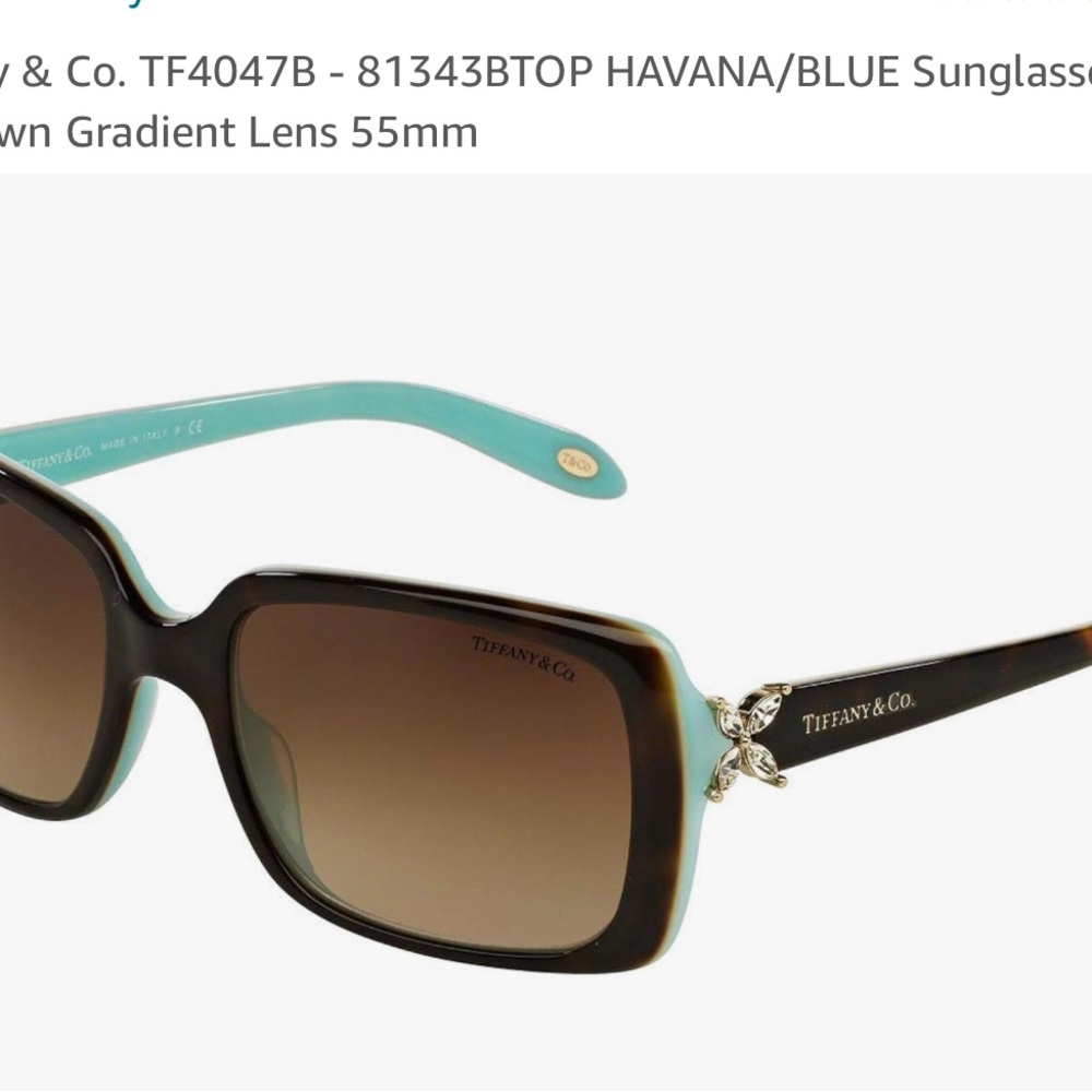 Tiffany & Co. Havana blue sunglasses. With case and glass cleaner cloth